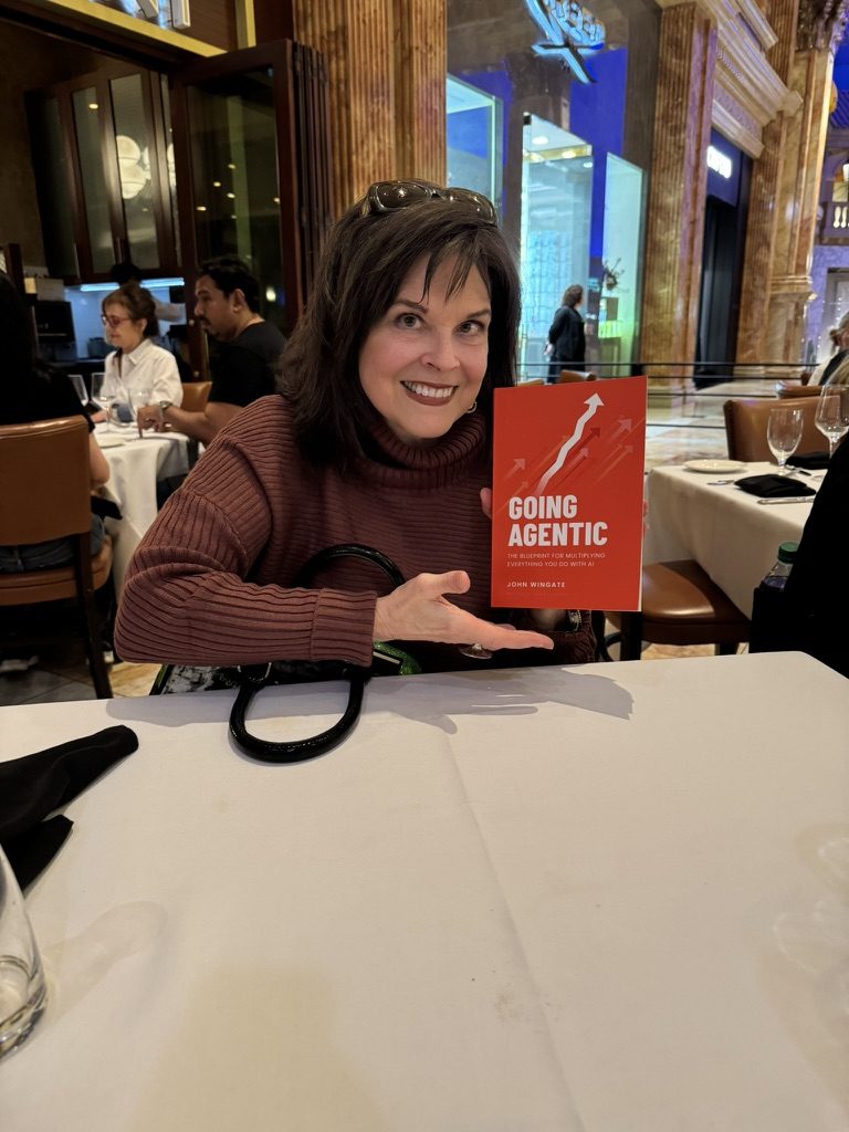 A reader with Going Agentic at a restaurant